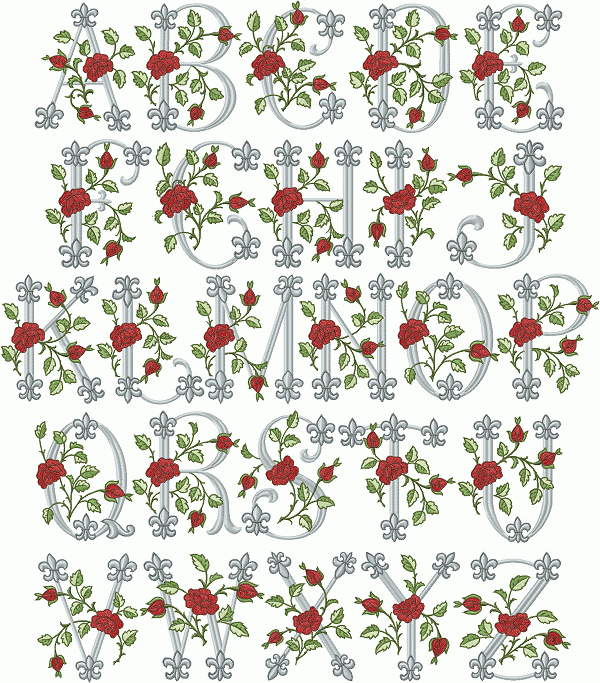 Rose Pattern Font | abc designs royal rose font machine embroidery designs for Rose Pattern Font | abc designs royal rose font machine embroidery designs for
